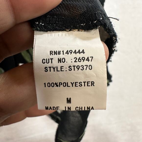 Ember Floral Ruffle Top Long Sleeve Buttoned Women's Medium V-Neck Sheer Summer - Picture 6 of 10